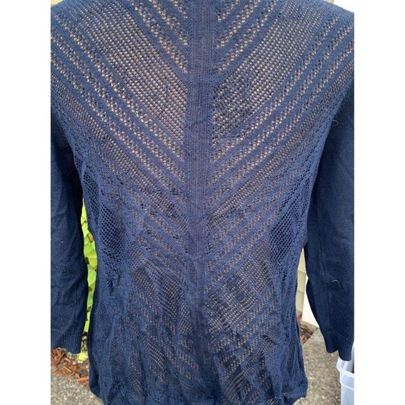 ๐ 2/$20 ๐ Navy Blue Pierced Back Open Front Cardigan Small - Picture 3 of 3